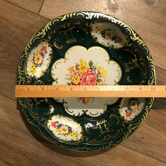 Daher Decorated Ware Metal Bowl - Green with Florals & Gold Accents - Picture 4 of 10